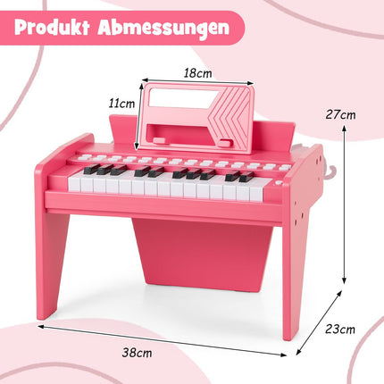 Dětské digitální piano s 25 klávesami – nastavitelné tempo, růžové