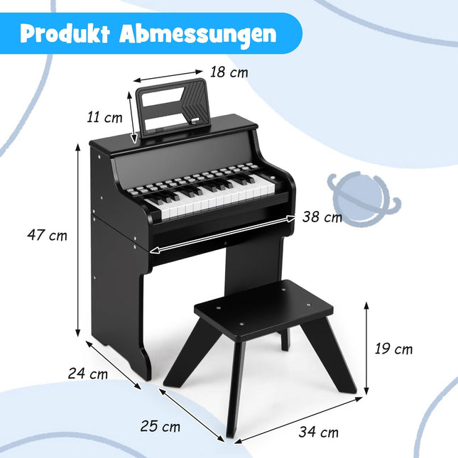 Dětské digitální piano s 25 klávesami a stoličkou, nastavitelné tempo