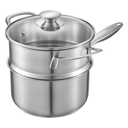 2.5 Qt Saucepan With Steamer Insert, Glass Lid, Induction