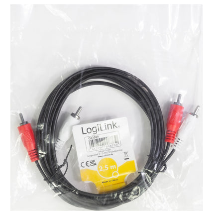 Audio kabel RCA samec-samec 2.5m, stíněný, černý