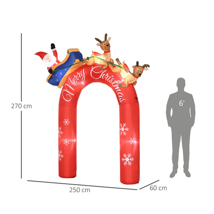 Inflatable 270 cm Christmas arch with Santa and LED lights