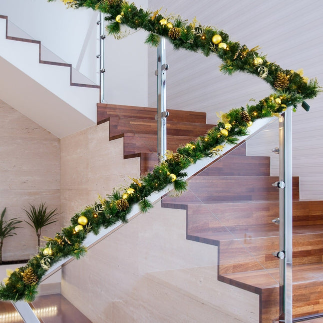 Vánoční girlanda 270 cm s 50 LED světly a šiškami