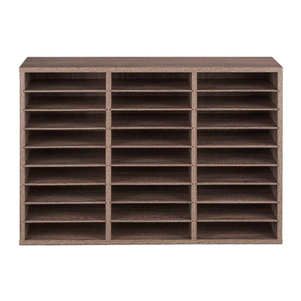 27-Compartment Literature Organizer, Removable Shelves, Black-Grey