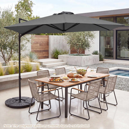 290 cm Grey Cantilever Parasol with Stand & 360 Rotation