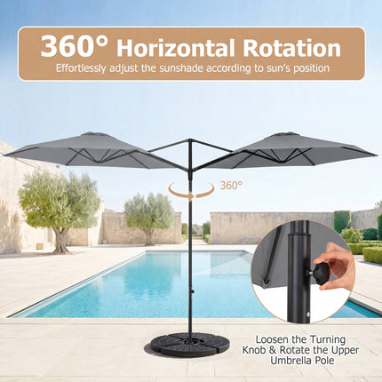 290 cm Grey Cantilever Parasol with Stand & 360 Rotation