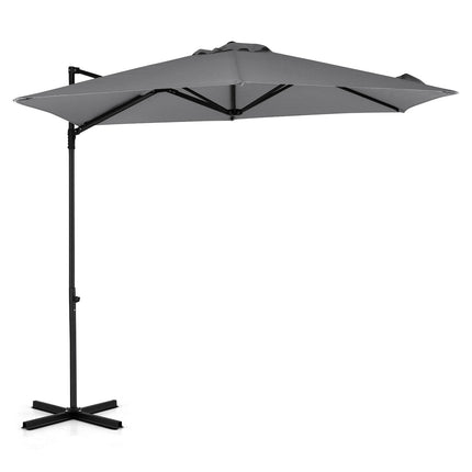 290 cm Grey Cantilever Parasol with Stand & 360 Rotation