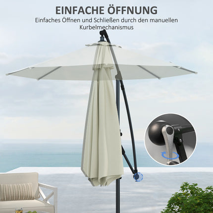 Cantilever patio umbrella, 293 Cm, cream, with cross base and tilt