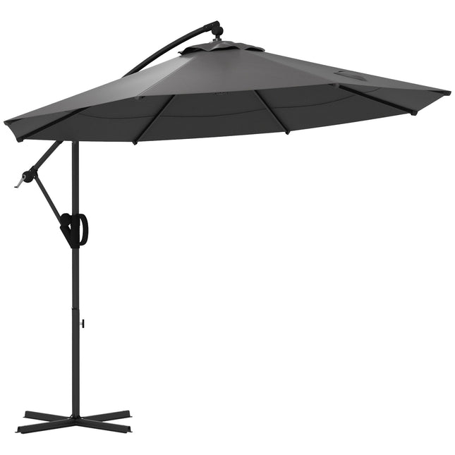 Cantilever patio umbrella, Ø293 Cm, Crank & Tilt, Cross Base