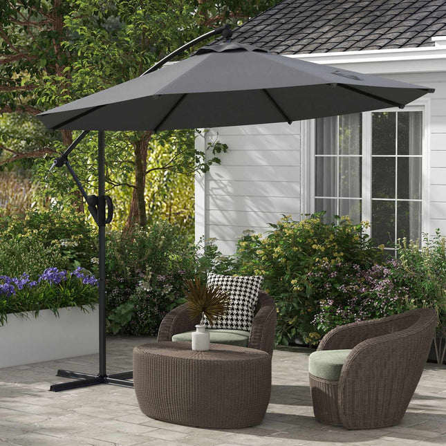 Cantilever patio umbrella, Ø293 Cm, Crank & Tilt, Cross Base