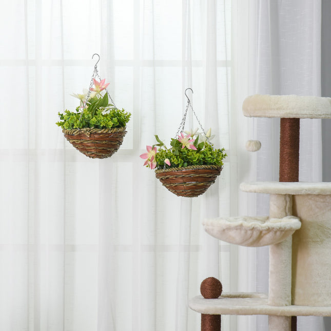 Umělé závěsné plaménky, růžové a zelené, 30 cm, sada 2 ks