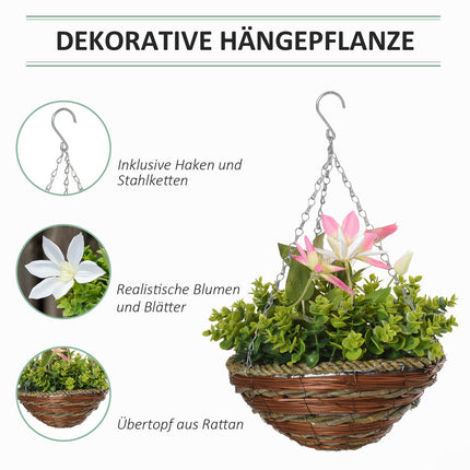 Umělé závěsné plaménky, růžové a zelené, 30 cm, sada 2 ks