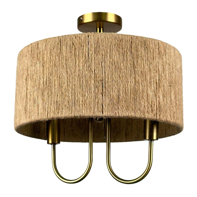 2-Bulb Ceiling Lamp, Paper Cord & Bronze Finish
