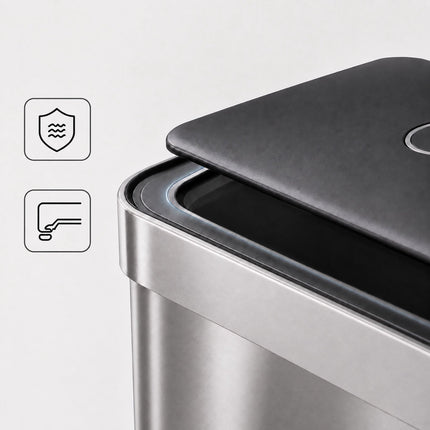 2-Compartment Pedal Bin 2 x 30 l with Soft-Close Lid, Silver, 15 Bin Liners