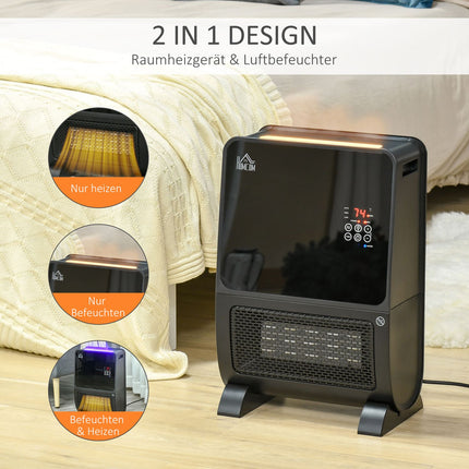 Elektrický teplovzdušný ventilátor a zvlhčovač 2v1, dálkové ovládání, 2000W