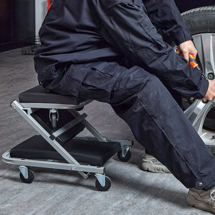 2-In-1 Mechanic Creeper Seat-Stool, 300 lb, 6 Wheels