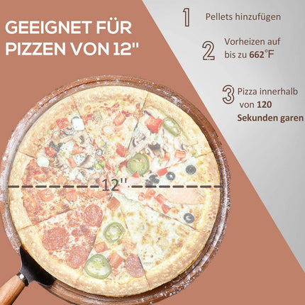 Venkovní pec na pizzu 2v1 na dřevo, s kamenem a krytem