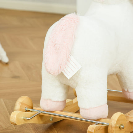 2-in-1 plush rocking horse & wheel toy for children, white