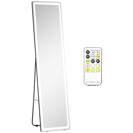 Celopostavové stojací LED zrcadlo, kosmetické i na stěnu, stříbrná/černá