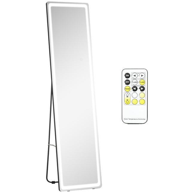Celopostavové stojací LED zrcadlo, kosmetické i na stěnu, stříbrná/černá