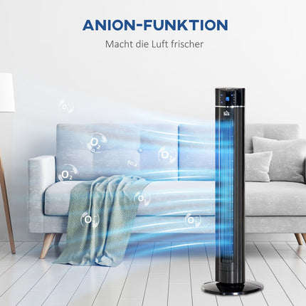 2-in-1 Tower & Stand Fan, Remote Control, Timer, Black