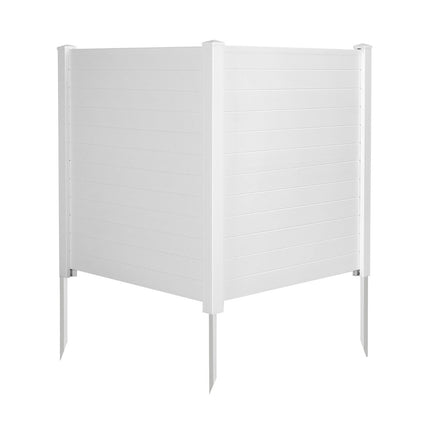 Zahradní plot 2 ks se sloupky a krytkami, výška 124 cm, PVC zástěna, zásuvný plot, bílý