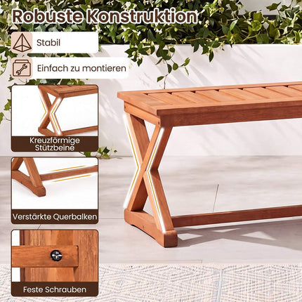 2-Person 44" Teak Hardwood Outdoor Bench with Slatted Seat