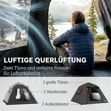 2-Person Dome Tent, Waterproof, 2 Doors, Easy Setup