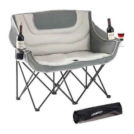 2-Person Folding Camping Chair – Carry Bag, Cup Holders