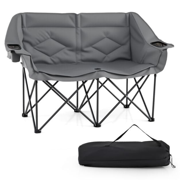 Opvouwbare campingstoel voor 2 personen, bekerhouders, draagvermogen 300 kg