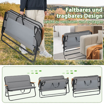 Skládací kempingová dvojlavice, polstrování, boční kapsa, 300 kg