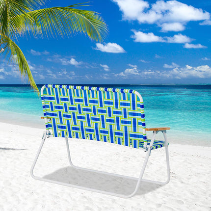 2-Person Folding Outdoor Chair with Armrests, 661 lb
