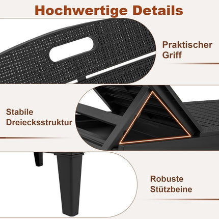 Sada 2 polohovacích zahradních lehátek, černá, odolná povětrnostním vlivům