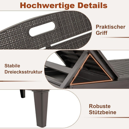 Sada 2 polohovacích zahradních lehátek, odolná povětrnostním vlivům, hnědá