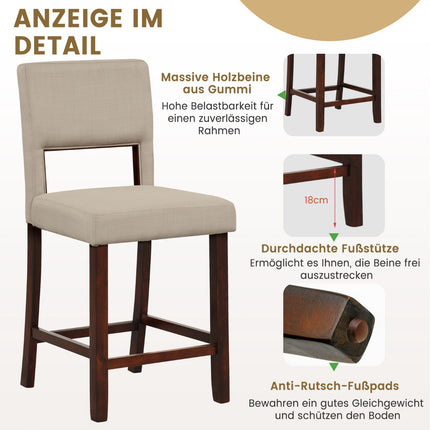 Sada 2 barových židlí, prolamované opěradlo, nohy z kaučukovníku