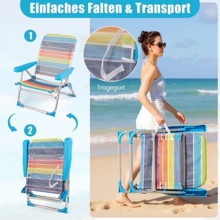 2-teiliges klappbares Strandstuhl-Set, verstellbare Rückenlehne