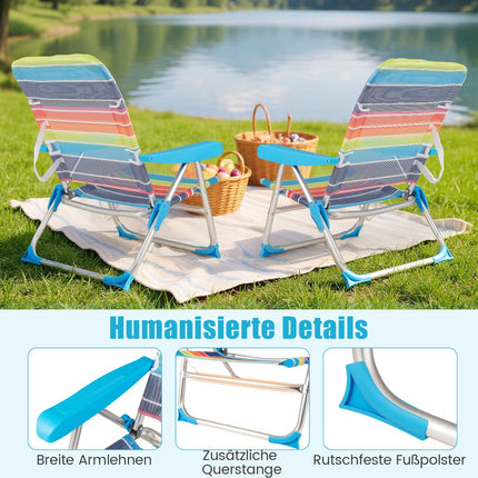 2-teiliges klappbares Strandstuhl-Set, verstellbare Rückenlehne