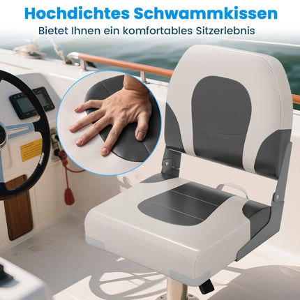 2-Piece Folding Boat Seat Set, Low Back, Padded, Waterproof
