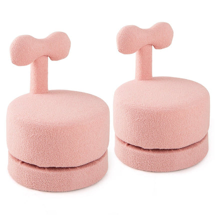 2er-Set drehbare Kinderstühle, Rosa, Schleifenrückenlehne, Schaumstoffsitz