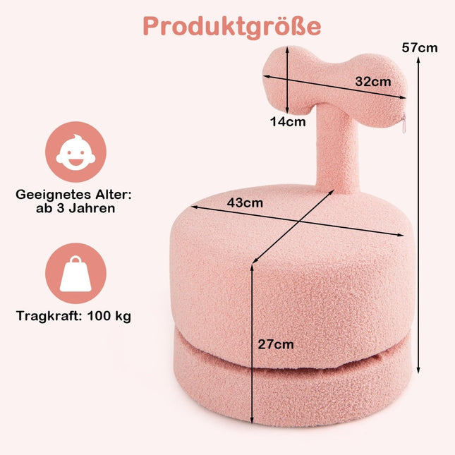 Sada 2 dětských otočných židlí, růžová, obloukové opěradlo, pěnový sedák