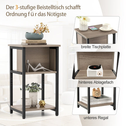 2-Piece Nightstand Set with Shelves & Adjustable Feet