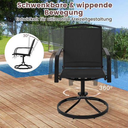 Sada 2 venkovních otočných houpacích křesel, rychleschnoucí látka