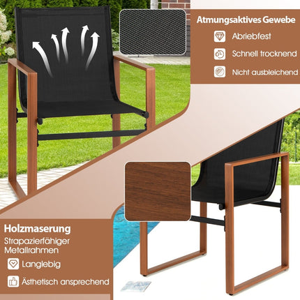 Sada 2 zahradních židlí, prodyšná látka, černá