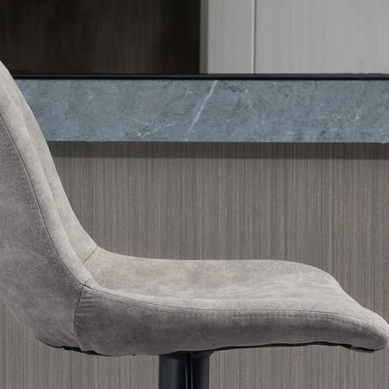 Sada 2 retro barových židlí, šedá mikrovláknová látka, nastavitelná výška