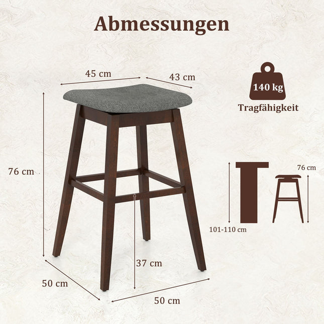 2-Piece Swivel Bar Stool Set with Footrest, Linen Upholstery