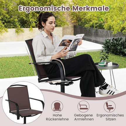 Sada 2 otočných zahradních židlí, rychleschnoucí látka, hnědá
