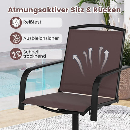 Sada 2 otočných zahradních židlí, rychleschnoucí látka, hnědá