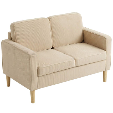 2-Seater Corduroy Sofa with Storage, Beige, 117 x 63 cm