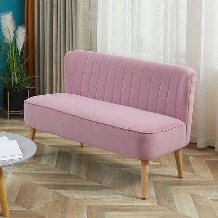 Dvoumístná růžová čalouněná pohovka – látka se vzhledem sametu, 117x56.5x77 cm