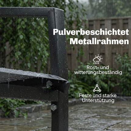 2-zits tuinbank met tafel, metalen frame, grijs