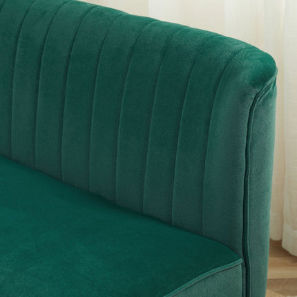 Dvoumístná pohovka, polyester se vzhledem sametu, tmavě zelená